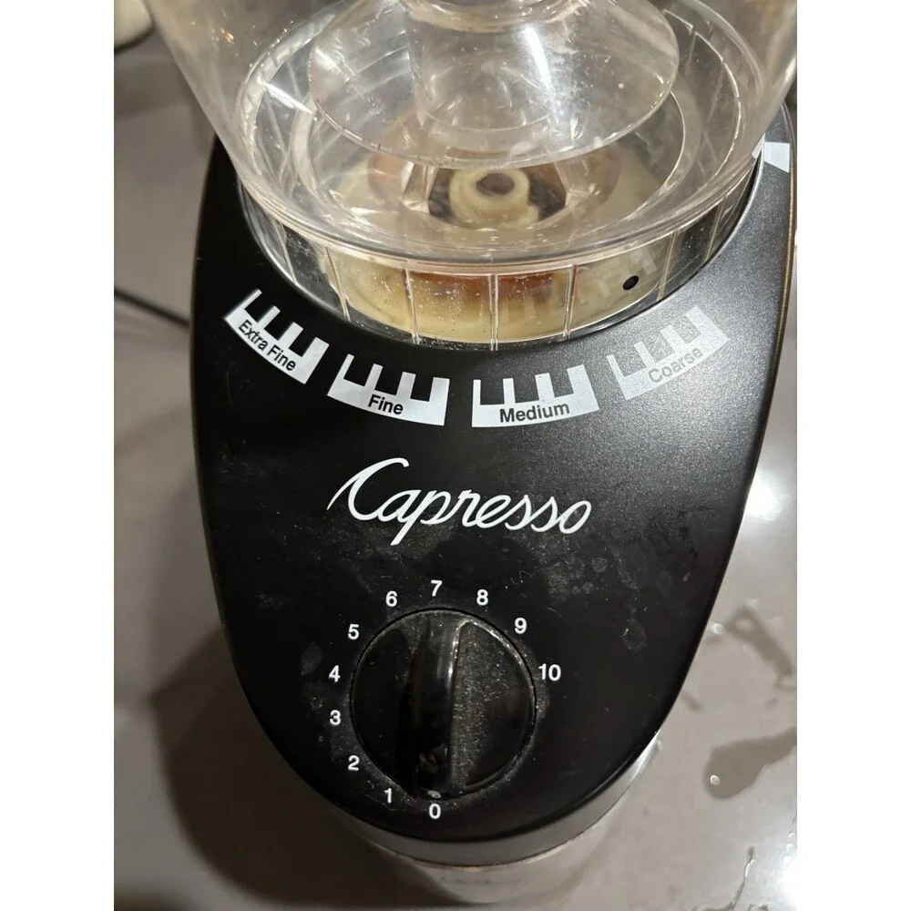 Capresso Infinity Plus Conical Burr Coffee Grinder, Black - Tested Beans Grind